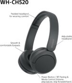 Sony WH-CH520 Wireless On-Ear Headphones, Black - Image 9