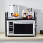 Expandable over-microwave shelf – Expandable Microwave Rack – Standard – Black / 2-tier - Image 3