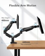 HUANUO Dual articulated monitor arm – Black - Image 3