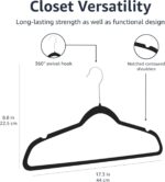 Amazon Basics Slim Velvet Non-Slip Suit Hangers 30 pack Black/Silver - Image 5