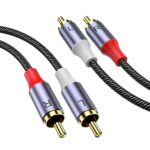 MOSWAG 2RCA Male to 2RCA Male Phono Cable 1m – Black – 24-pack