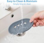 Alyvisun Silicone Soap Dishes, 2pcs Soap Dish with Drainage – Grey, White - Image 6