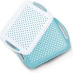 Non-slip handled serving trays – Blue/White – 2-pack