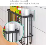 EigPluy Adhesive cabinet-door storage baskets – Black – 3 kg - Image 5