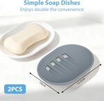Alyvisun Silicone Soap Dishes, 2pcs Soap Dish with Drainage – Grey, White - Image 2