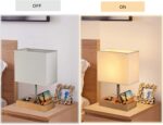 Bedside lamp with charging dock – Linen Shade - Image 7