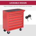 Wheeled metal drawer tool chest – 7 Drawers – Red - Image 7
