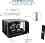 Wall-mount network equipment cabinet – 6U Glass Door – Black - Image 4