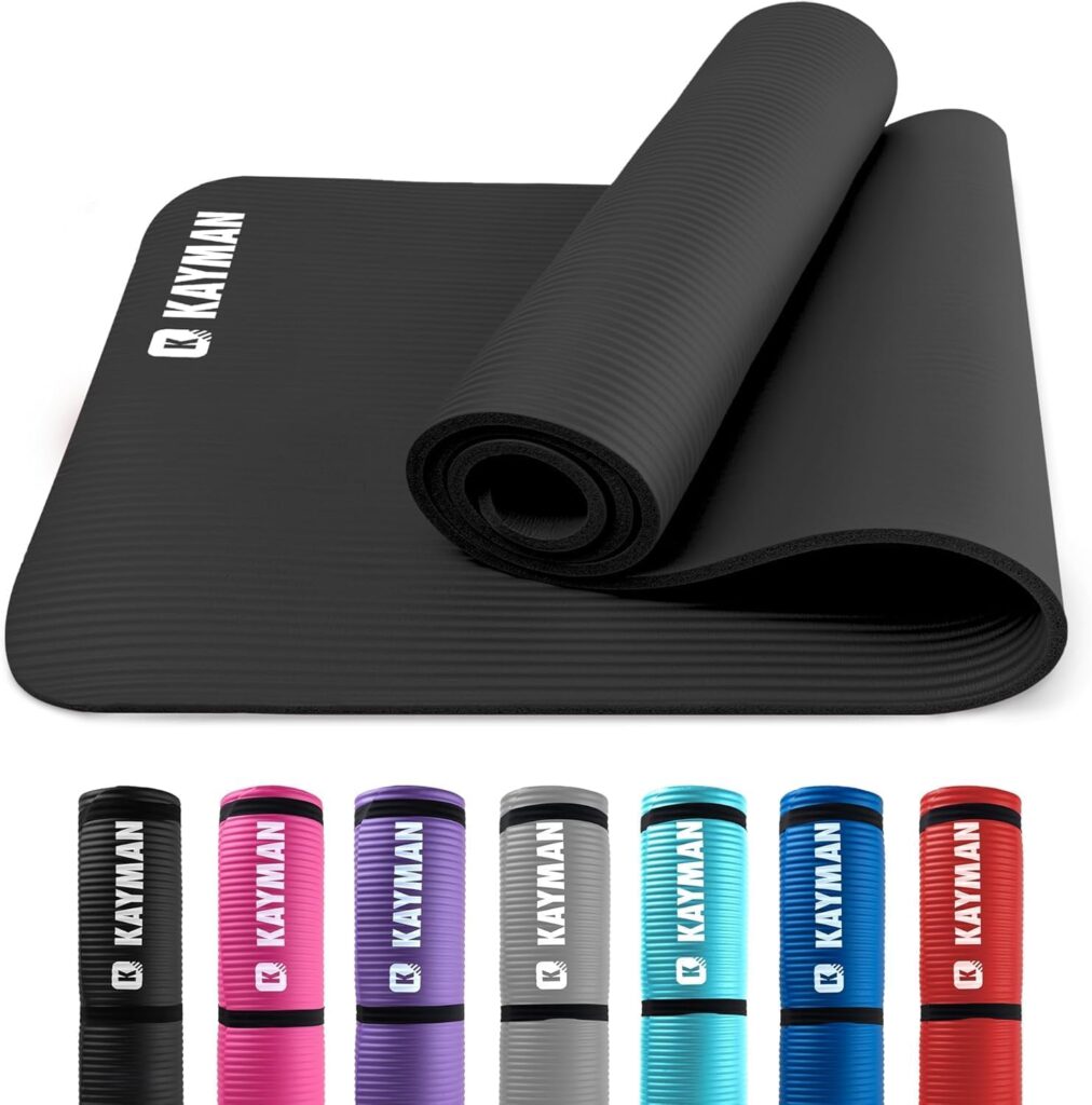 KAYMAN Extra Thick Foam Yoga Exercise Mat – Black