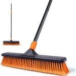CLEANHOME Wide stiff-bristle yard broom – Orange