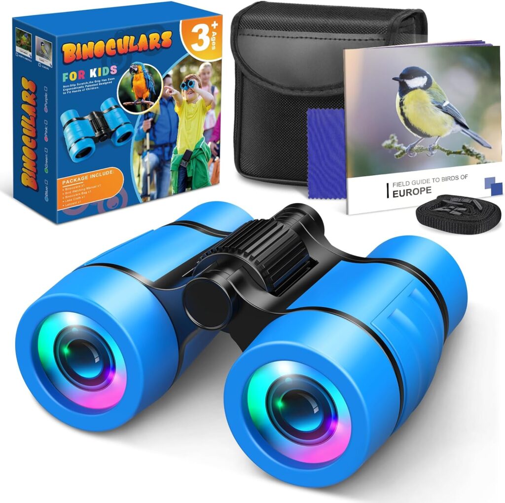 HappyKidsClub Children's compact binoculars – Fun-Fernglas-Set – Blue