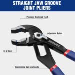 WORKPRO Adjustable water-pump pliers – Blue Red Black Silver – 2-pack - Image 3