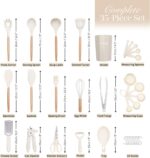 nuovva Mixed silicone and wood utensil set – Varies (Small to Medium) – Cream - Image 2