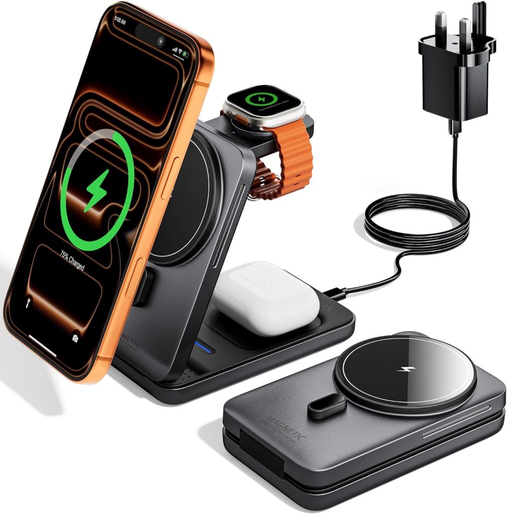 KPON 3 in 1 Wireless Charging Station for Apple – Darkgray
