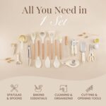 nuovva Mixed silicone and wood utensil set – Varies (Small to Medium) – Cream - Image 4