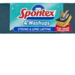 Spontex Washups General Purpose Sponge Scourers | 6.8 x 4 x 8.6cm | Pack of 4 – Spontex Washups Sponge Scourer – Yellow Spongegreen Scourer