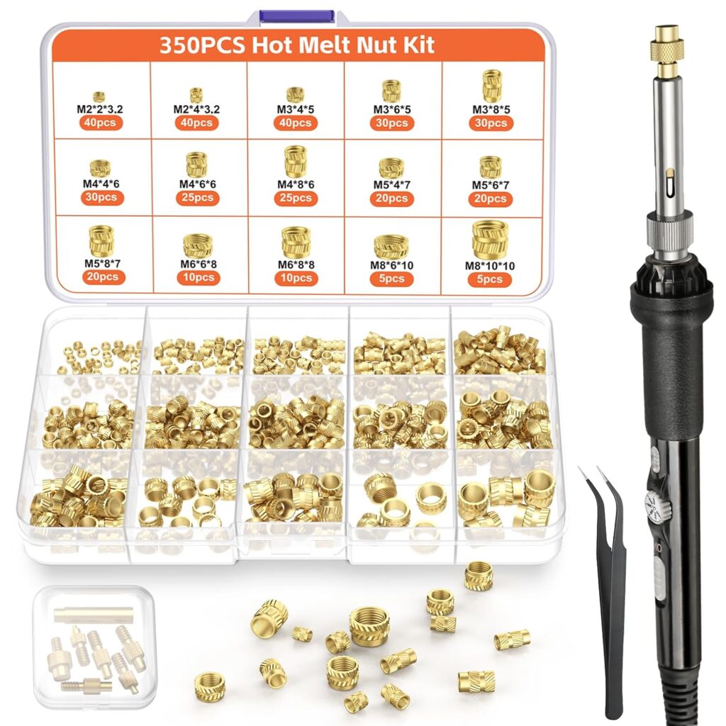 Preciva Heated threaded insert installation kit – 350PCS – gold