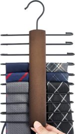 Rotating wooden tie and belt hanger – Brown - Image 6