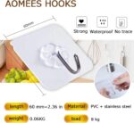 AOMEES Adhesive Hooks Heavy Duty Wall Hooks 8kg (Max) Self Adhesive Hook 12pcs – Transparent - Image 3