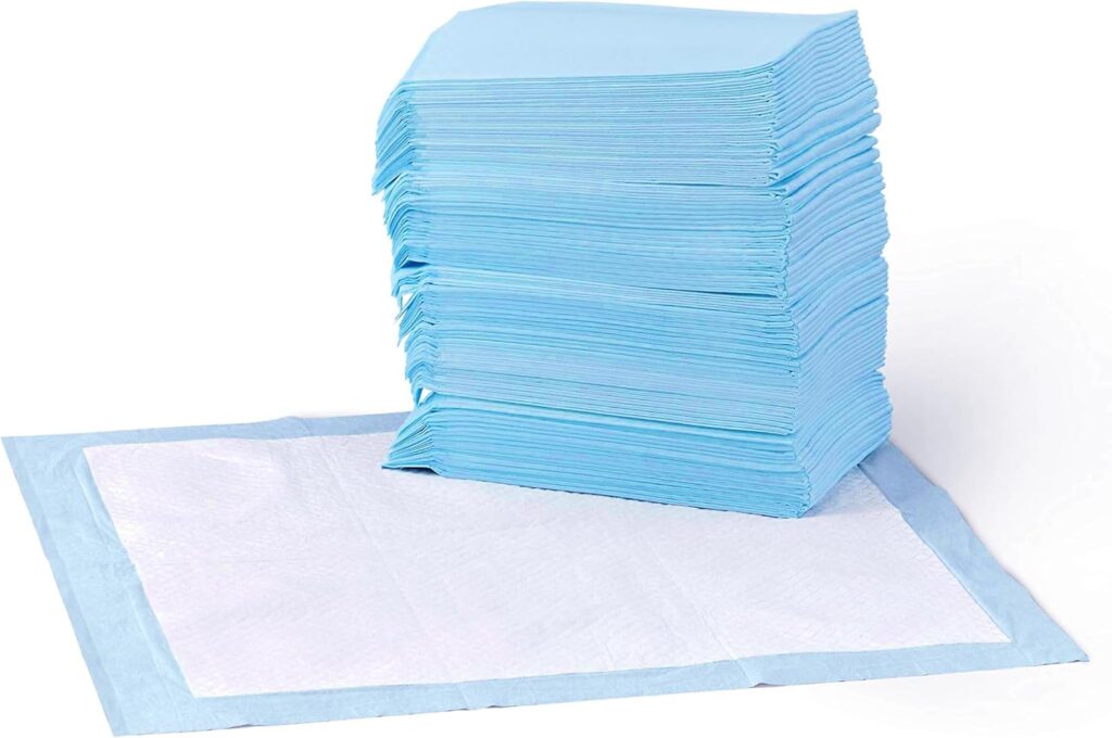 Amazon Basics Dog/Puppy Training Pads Leakproof 5 Layer Regular 50 pack Blue