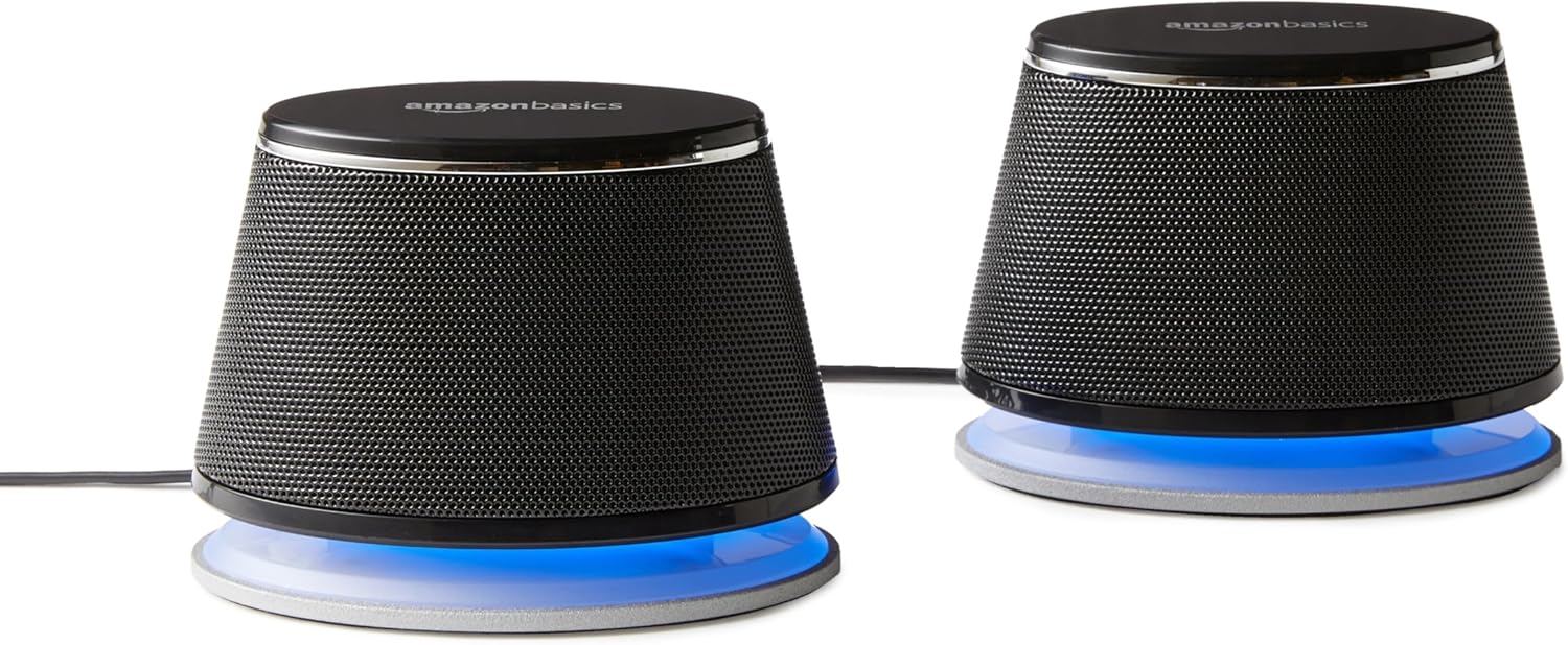 Amazon Basics Stereo 2.0 Computer Speakers for Desktop PC or Laptop, 3.5mm Aux input, USB-Powered, 1 Pair, Black – Speakers for PC or Laptop Amazon Basics Stereo 2.0 Computer Speakers for Desktop PC or Laptop, 3.5mm Aux input, USB-Powered, 1 Pair, Black – Speakers for PC or Laptop - Image 1