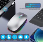 TEUREMI Wireless mouse rechargeable Dual Mode 2.4G & 5.0 Bluetooth Mouse for Laptop – Silver - Image 2