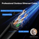 VOIETOLT Outdoor Cat 6 Ethernet Cable 50m, Water Resistant Direct Burial LLDPE UV Jacket – Black - Image 4