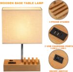 Bedside lamp with charging dock – Linen Shade - Image 3