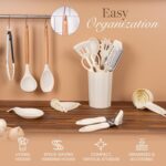 nuovva Mixed silicone and wood utensil set – Varies (Small to Medium) – Cream - Image 3