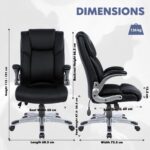 Swivel office chair with flip-up arms – 2822 – One Size – Black - Image 3