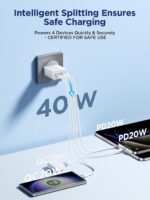Aioneus Four-port 40W USB-C/USB-A UK mains charger – White - Image 2