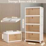 TidyTrove Wheeled four-tier folding storage bins – Beige - Image 3