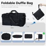 65L Foldable Travel Duffle Bag Waterproof Holdall Luggage Bags – Foldable Holdall Bag 65l – 24.5 x 11.5 x 14 inches – Black - Image 2