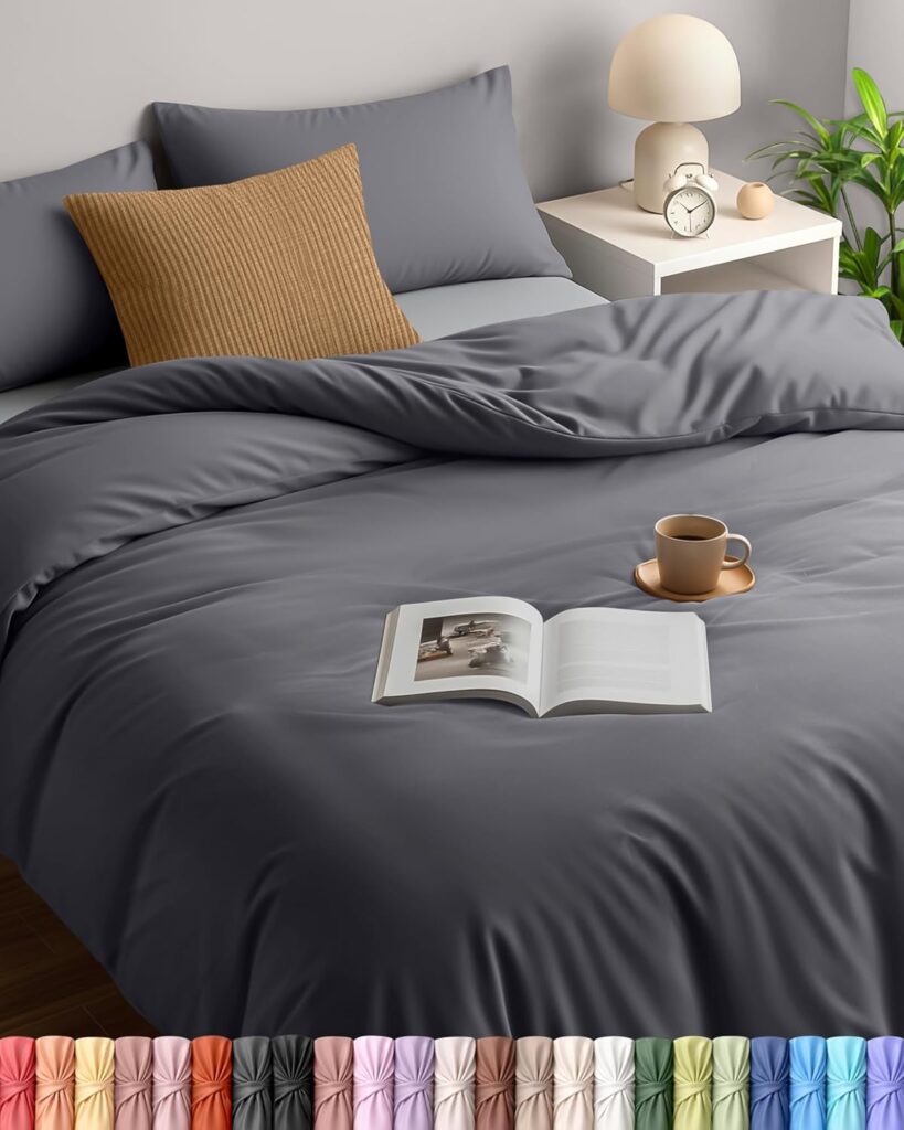Utopia Bedding Microfibre duvet cover set – Double – Grey – 3-pack