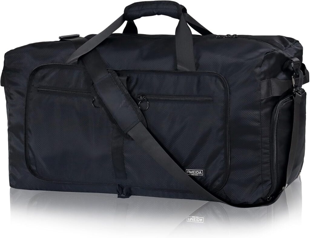 65L Foldable Travel Duffle Bag Waterproof Holdall Luggage Bags – Foldable Holdall Bag 65l – 24.5 x 11.5 x 14 inches – Black