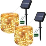 Lezonic Solar copper-wire string lights – Warm White – 2-pack