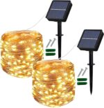 Lezonic Solar copper-wire string lights – Warm White – 2-pack
