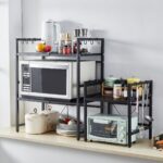 Expandable over-microwave shelf – Expandable Microwave Rack – Standard – Black / 2-tier - Image 4