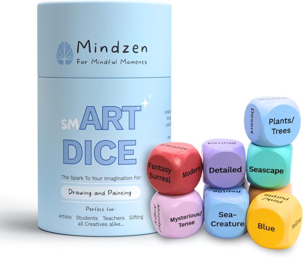 Drawing prompt dice – 7 centimeters – Multiple Colors