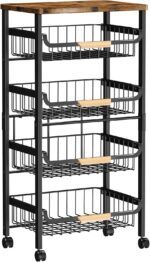 Rolling vegetable basket trolley – 43x86cm – Black - Image 7