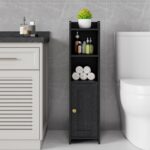 Narrow bathroom floor cabinet – 7.87" W x 7.87" D x 31.5" H – Black - Image 2