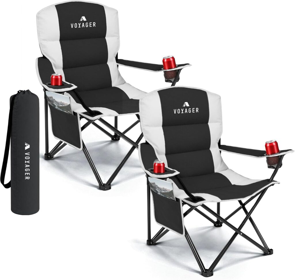 Voyager Folding camping chairs – Padded – Black