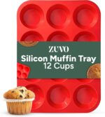 Zuvo Twelve-cavity silicone muffin tray – ['Large (Single)'] – Red – 12 cups