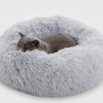Enjamoy Round plush pet bed – 50 x 50 x 20 cm (L x W x H) – Grey