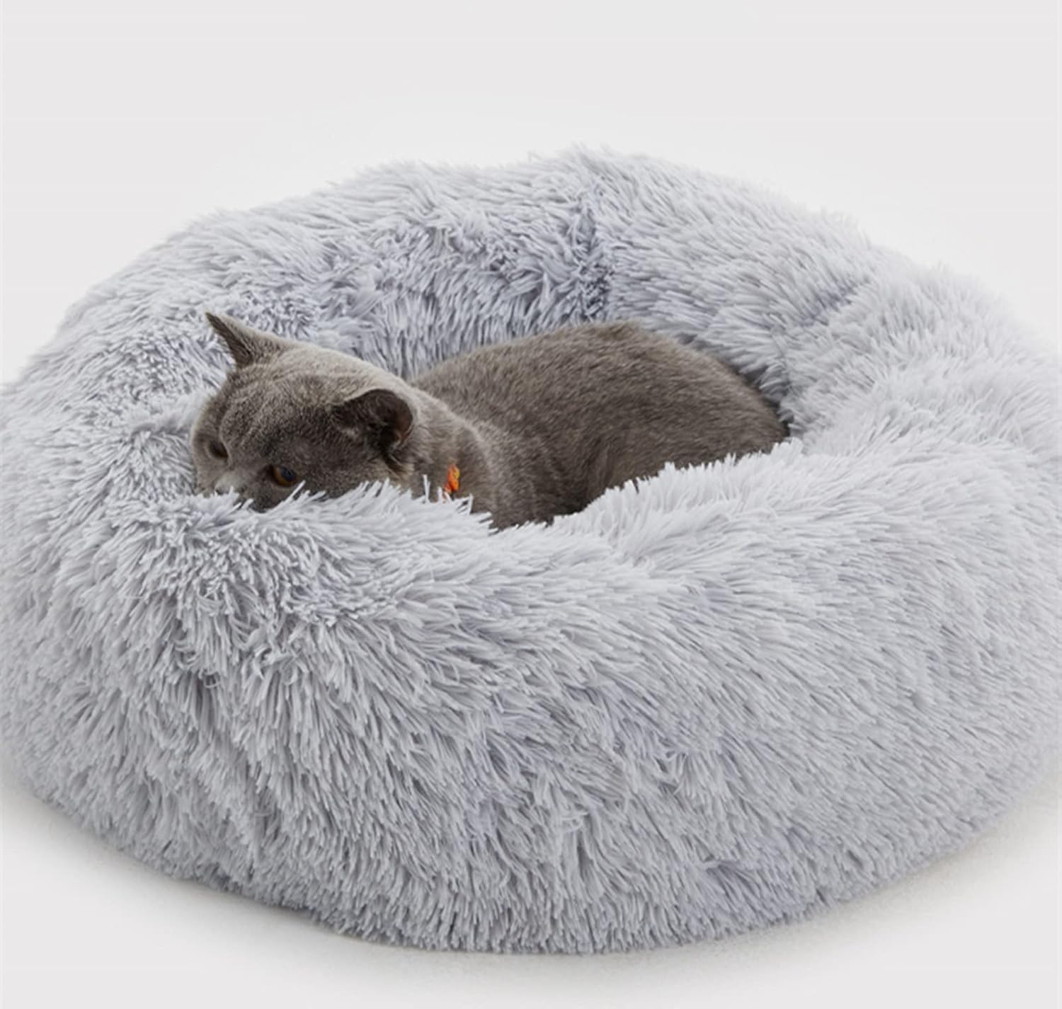 Enjamoy Round plush pet bed – 50 x 50 x 20 cm (L x W x H), Grey Enjamoy Round plush pet bed – 50 x 50 x 20 cm (L x W x H) – Grey - Image 1