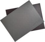 Faux-leather placemat and coaster set – Grey - Image 2