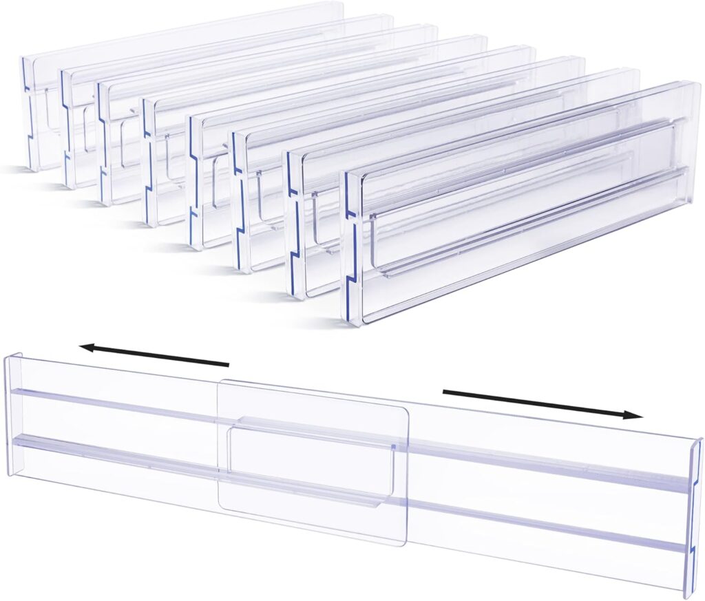 Vtopmart Adjustable drawer separator bars – Clear