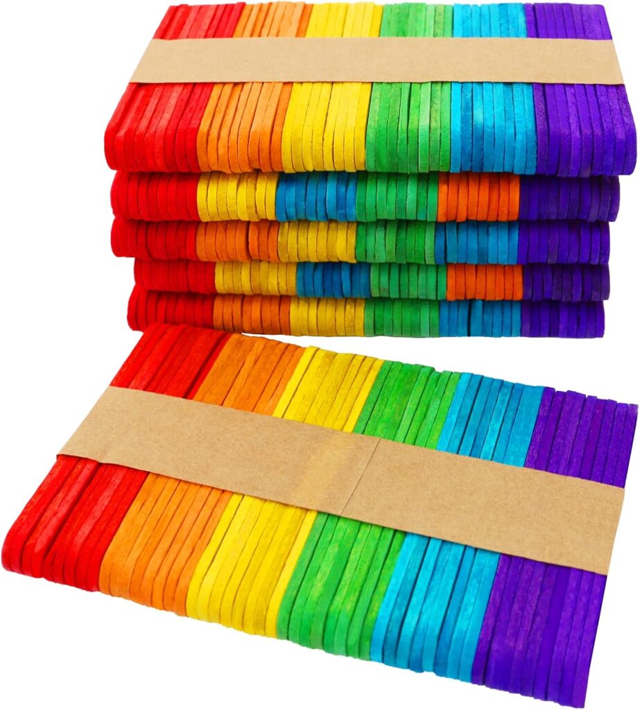 OWLKELA Mini coloured wooden craft sticks