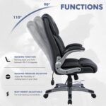 Swivel office chair with flip-up arms – 2822 – One Size – Black - Image 5