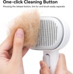aumuca Cat Dog Brush with Release Button – White - Image 3